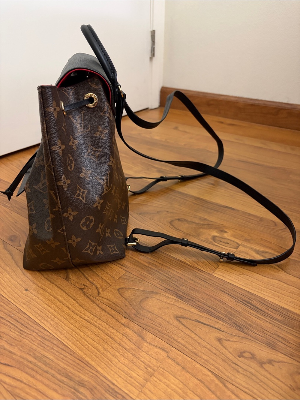 🤎 Designer Fashion Dupe Drawstring Monogram Backpack • NEW! - Picture 4 of 6